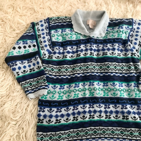 Jimmy Garcia | Vintage Knit Sweater Large Gray Blue Green Oversized - Picture 12 of 16